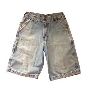Boys Youth ABERCROMBIE Premium Denim Shorts Size 16 Blue Jean Carpenter Painter